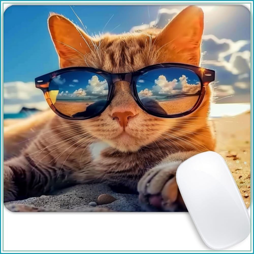 Laptop Accessories For Wrist Support - Sunshine Beach Cat Mouse Pad with